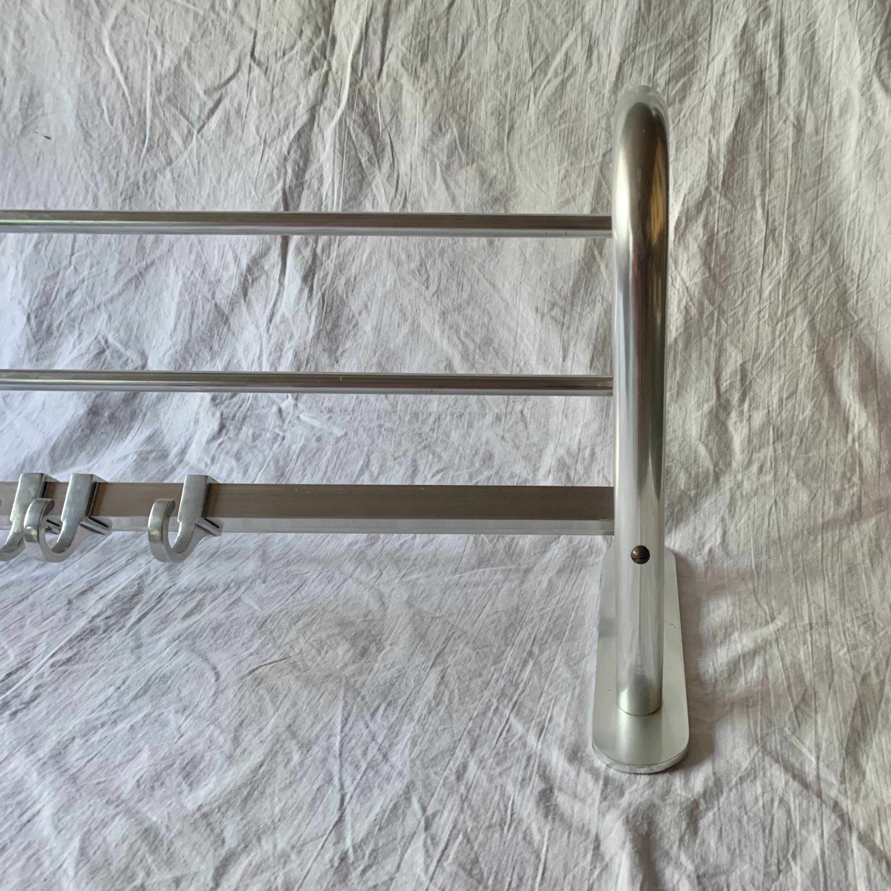 Large vintage aluminum wall coat rack