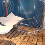 Pair of Bird by Bertoia armchairs + 1 footstool