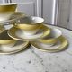 Set of 6 cups and textured yellow sub-cups digoin sarreguemines 50s