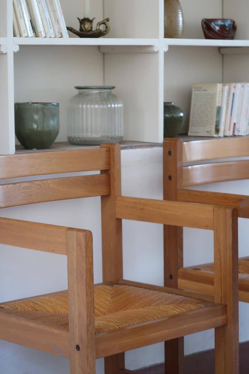 Vintage straw armchair