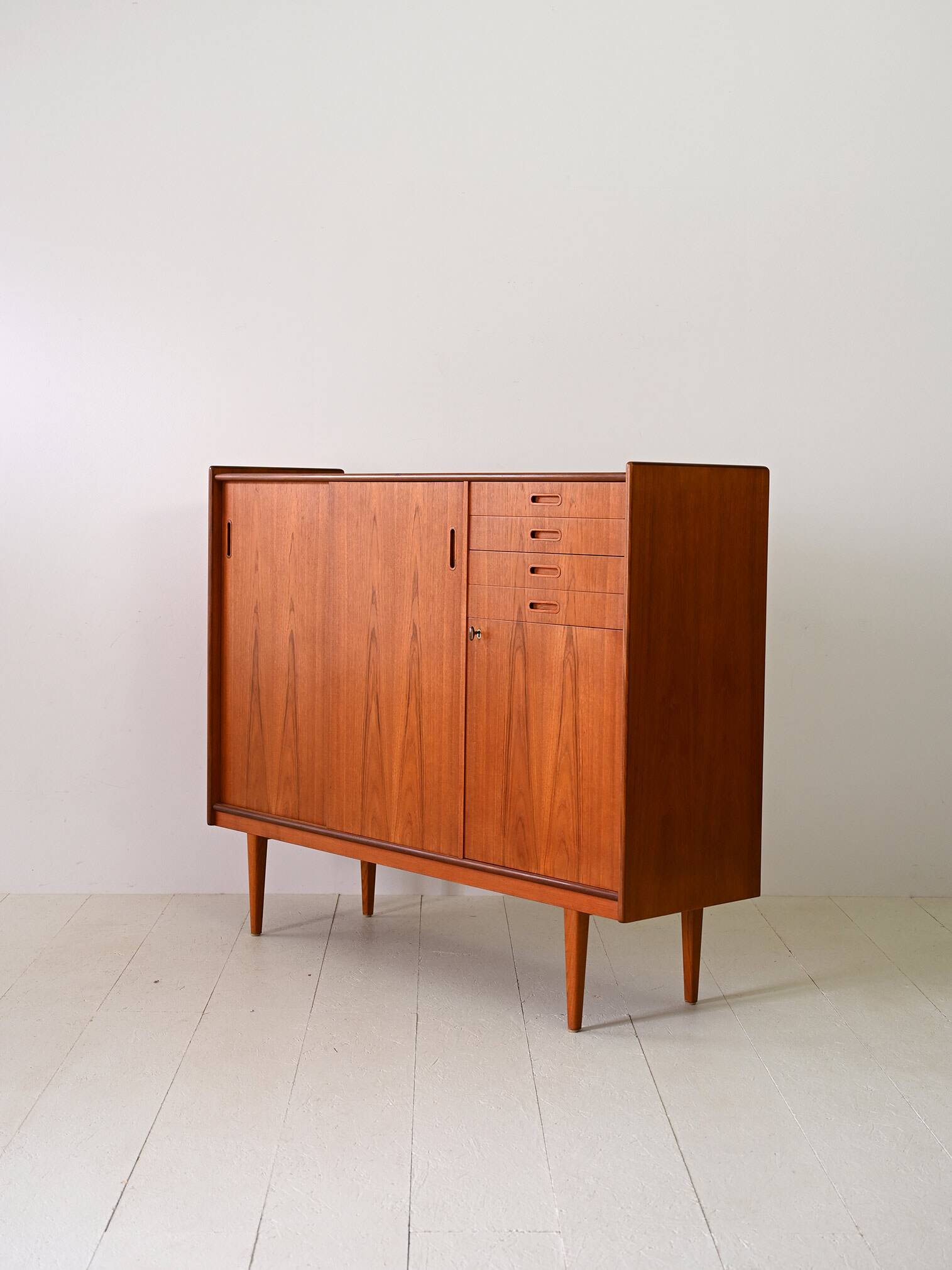 Vintage teak wood highboard