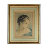 Portrait of a woman after François Boucher - chromolithography of Louis Marin Bonnet - XVIIIth