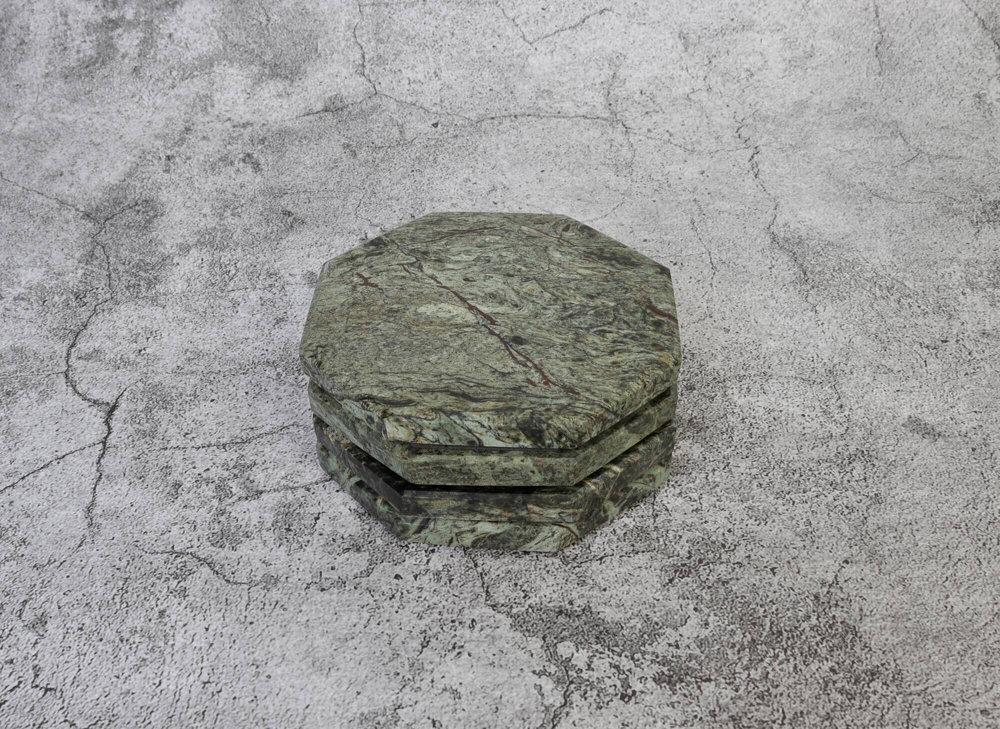 Angelo – Indian Green Octagonal Natural Marble Coasters - set of 4