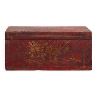 Small ancient garnet red chest (c.1900) #43