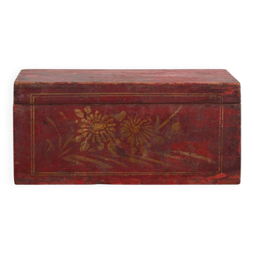 Small ancient garnet red chest (c.1900) #43
