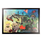 Very large surrealist collage framed by Alain Gaudet 1979
