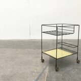 Minimalist perforated metal serving trolley in mid-century style, 1960s.