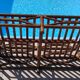 Vintage wooden garden furniture set with a bench and an armchair