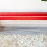 50s bench, wood and vinyl