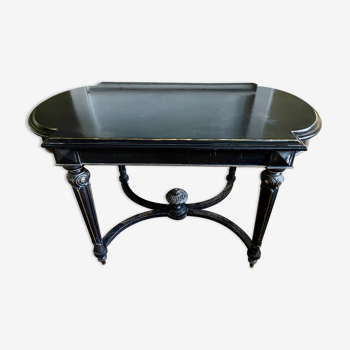 Table guéridon Napoléon III XIXème en bois noir et doré