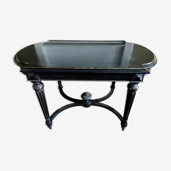 Table Pedestal table Napoleon III XIXth in black and gilded wood