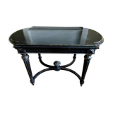 Table Pedestal table Napoleon III XIXth in black and gilded wood