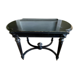 Table Pedestal table Napoleon III XIXth in black and gilded wood