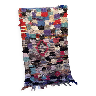 Moroccan carpet Boucherouite colored - 83 x 148 cm