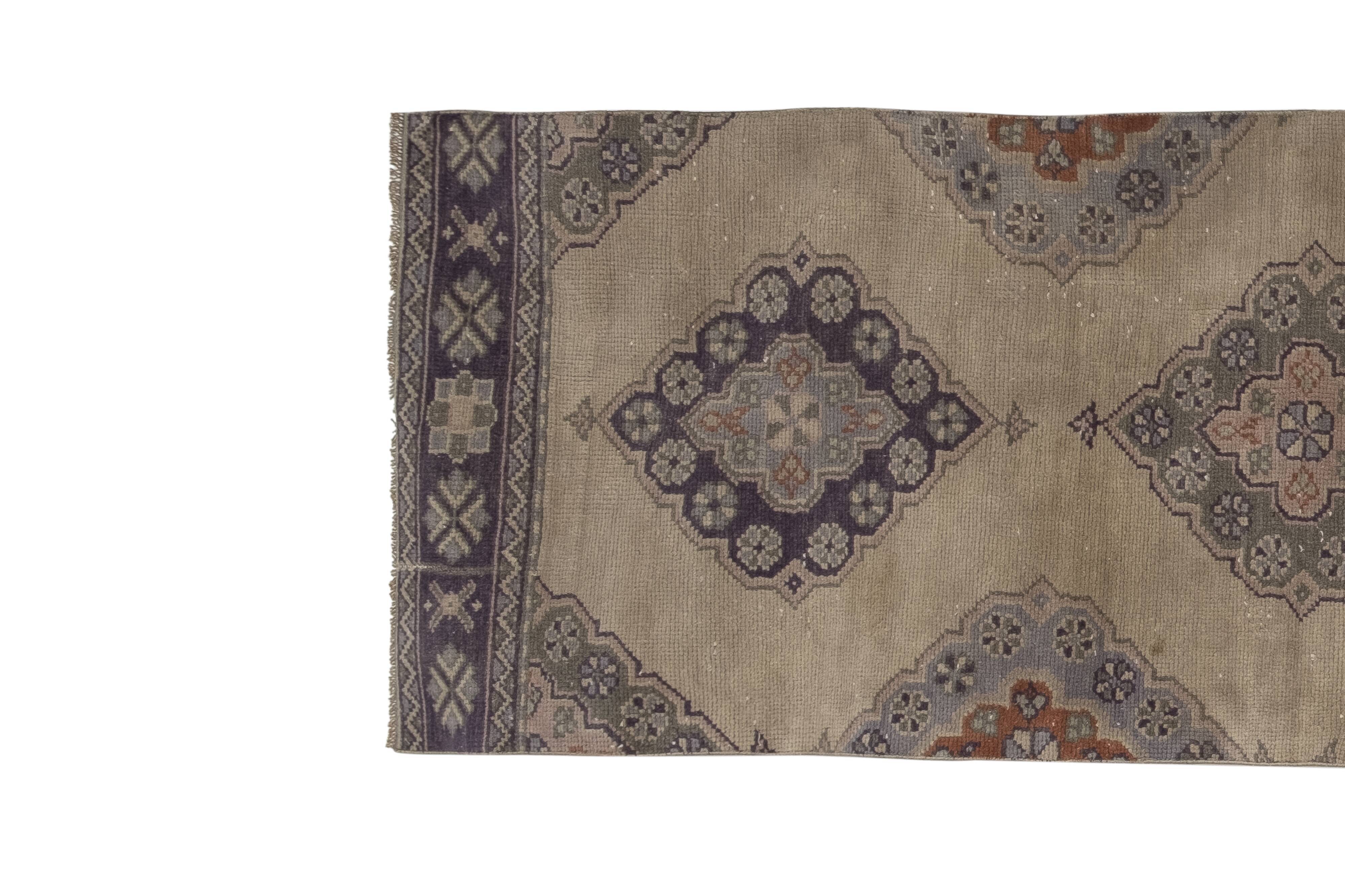 Oushak runner turkish hand knotted distressed rug 2'6" x 11'5"