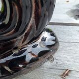 Iridescent black ceramic candle holder