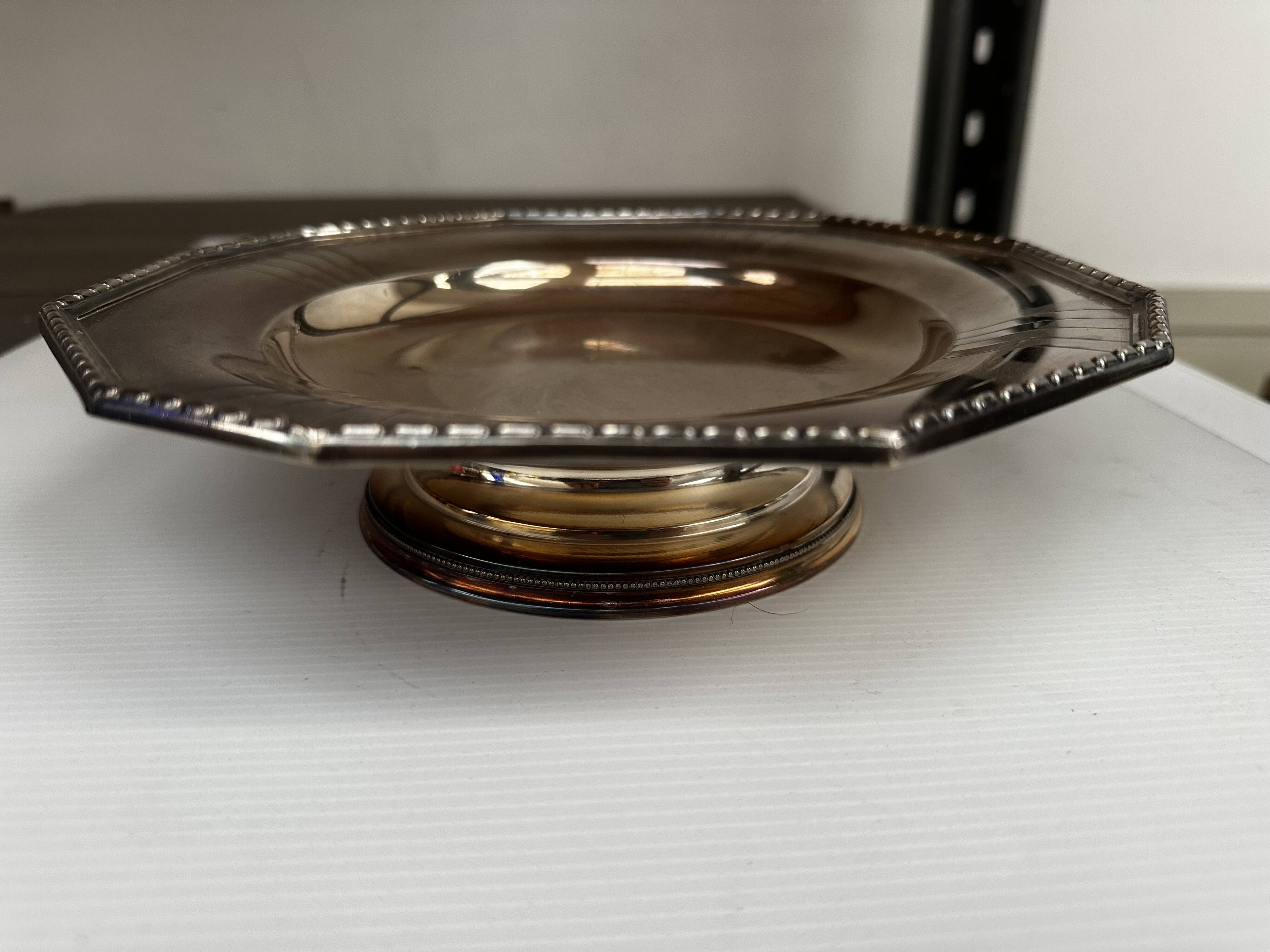 Art Deco Silver Metal Centerpiece - Octagonal Shape