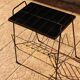 Vintage magazine/vinyl rack table – Black tiled top, scoubidou trim