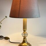 Vintage lamp in gold metal and crystal