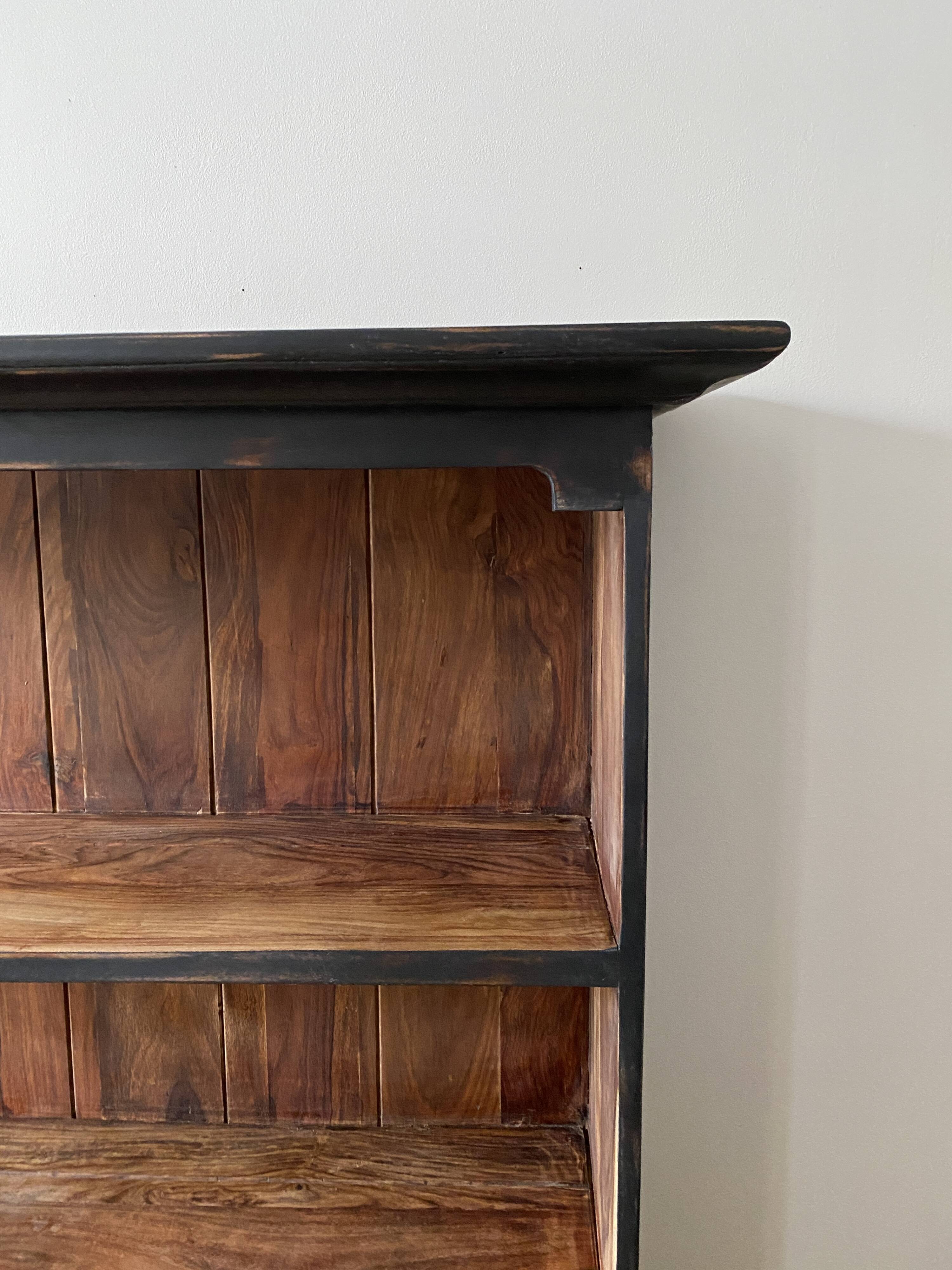 Top of dresser, bookcase, shelves