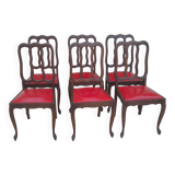 6 vintage art deco Louis VX leather wood chairs