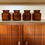 4 amber jars