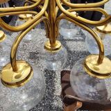 Large Vintage Brass Chandelier: Mid-Century Italian 13-Bulb Pendant Light