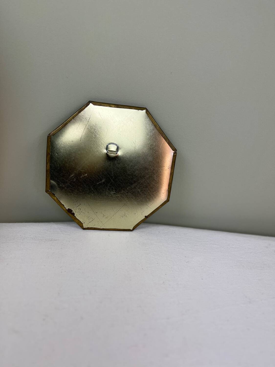 Antique brass and horn mirror