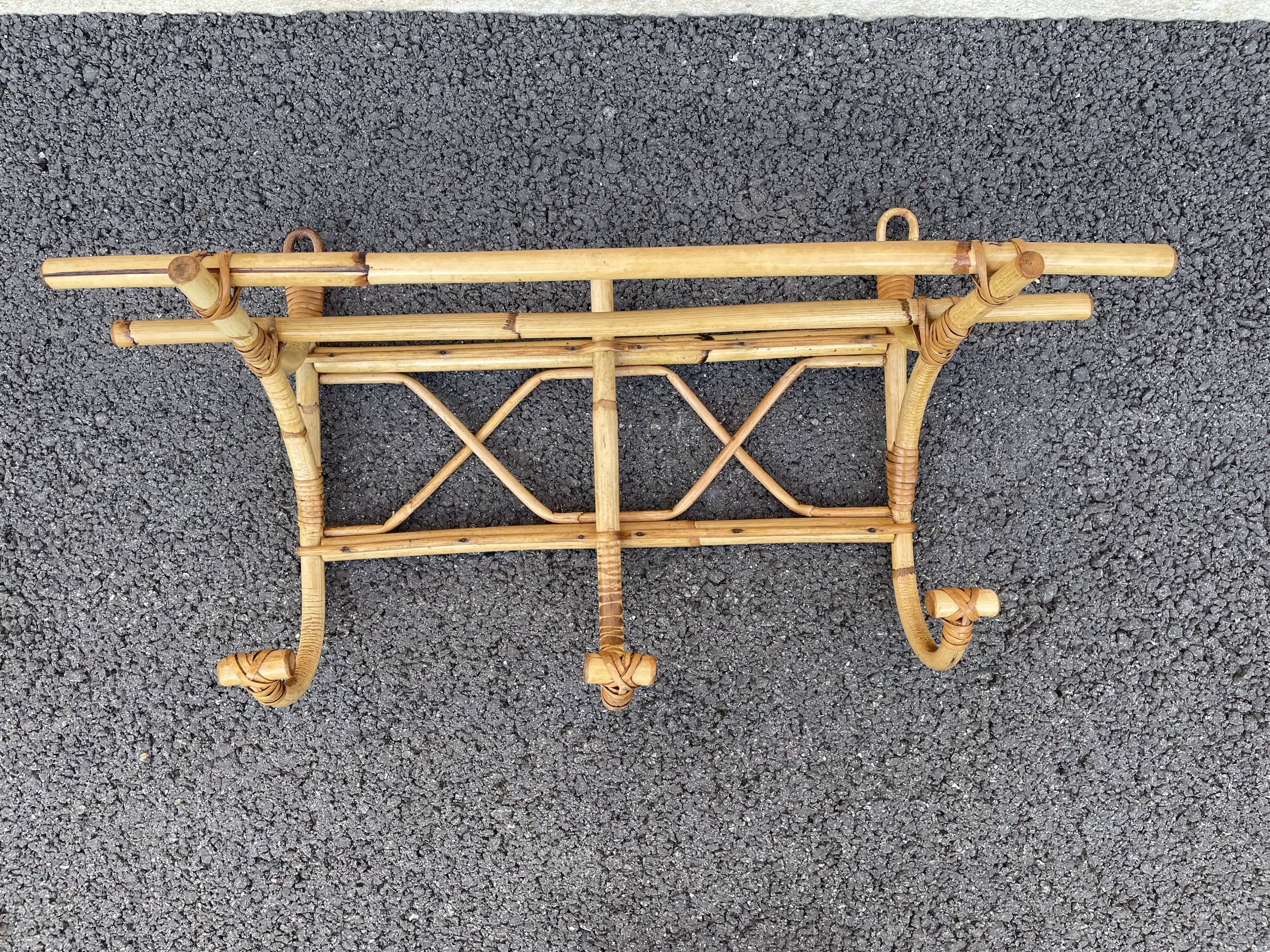 Rattan coat rack