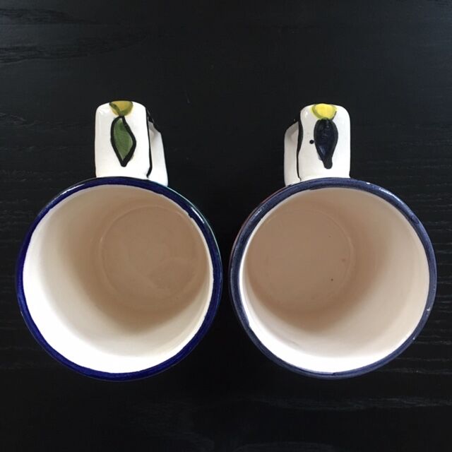 Paire de mugs décor poissons