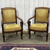 Pair of 19th century mahogany armchairs with crossbars
