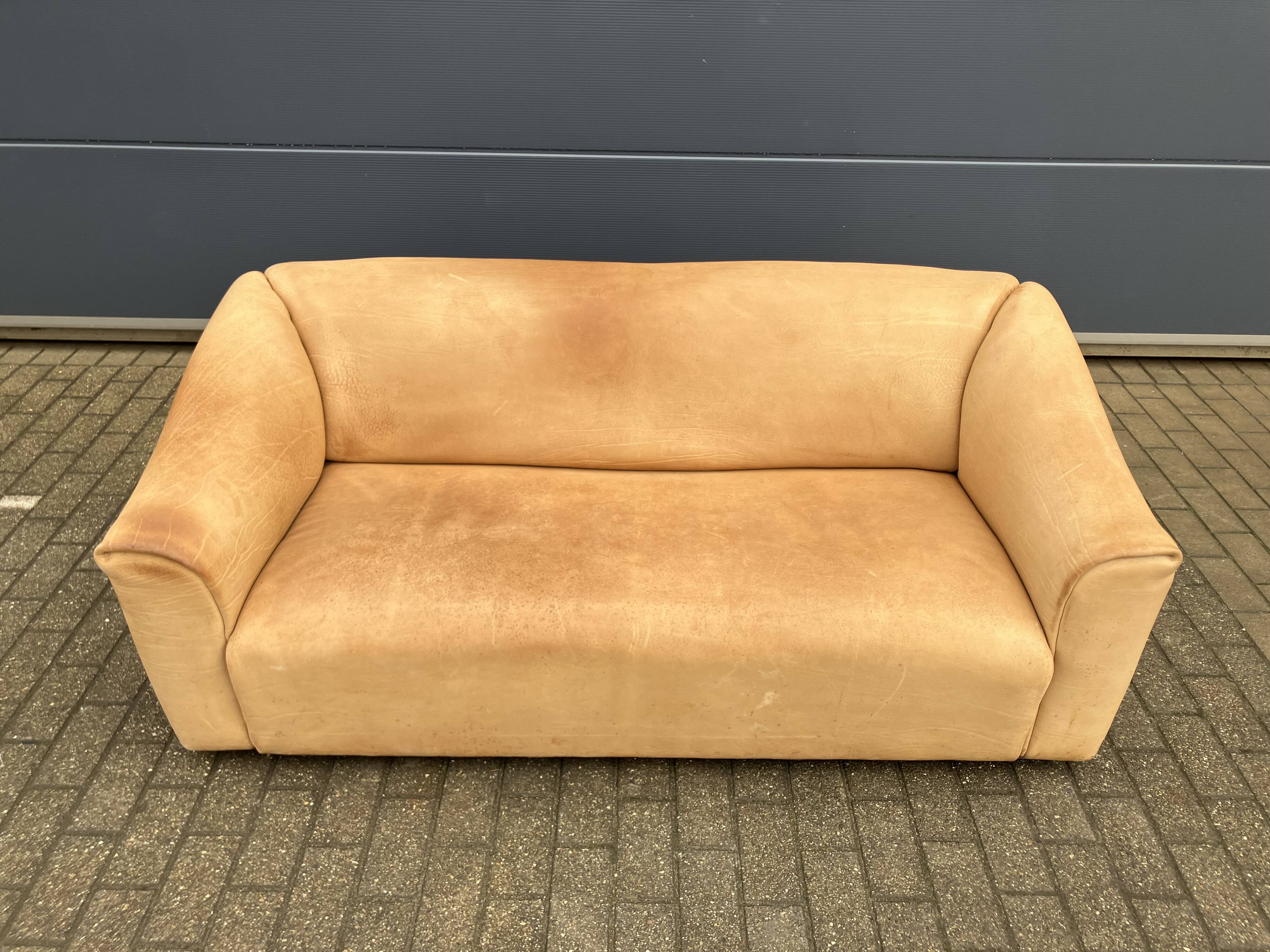 De Sede Ds-47 driezit, Cognac 5mm NECK Buffel leder topstaat