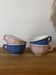 Set of 4 antique coloured faience cups KG Lunéville.