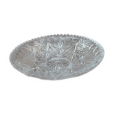 Coupe fruits présentoir plat étoiles ciselé creux verre moulé ancien vintage