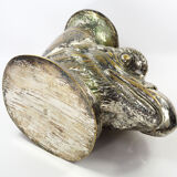 Ancient Vase Rhyton Eagle Head in Silver Brass-1900s
