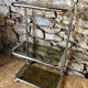 Chromed metal shelf and smoked glass