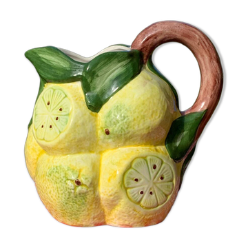 Pichet barbotine citron peint à la main Italie vintage