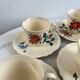 Set of 8 hand-painted coffee cups Sarreguemines Terre de fer