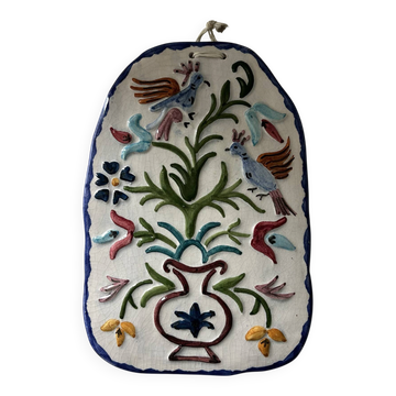 Ceramic plaque decorated with birds