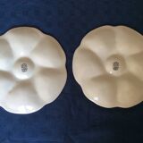 Set of 2 French vintage plates in gien white dabbling