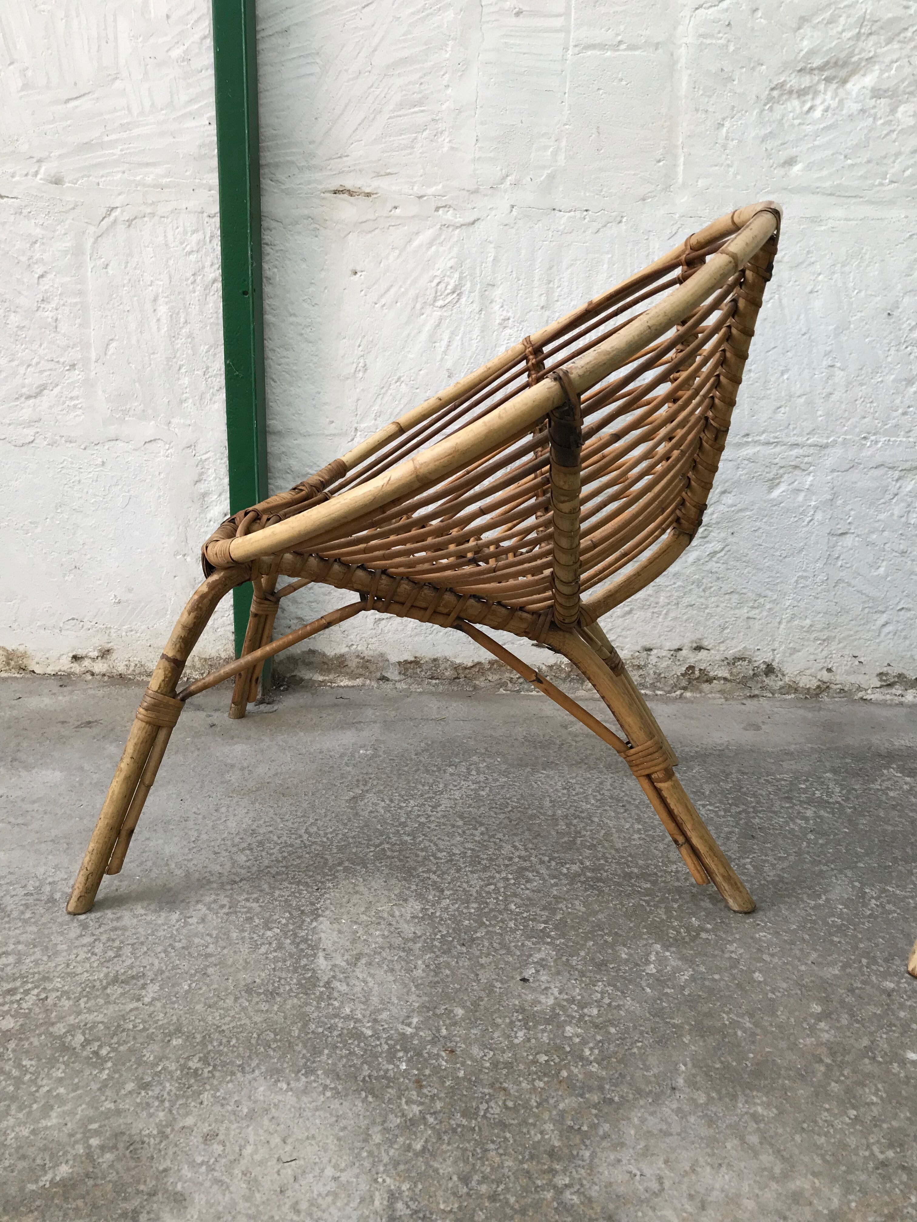 Paire de fauteuils en rotin