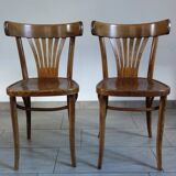 Pair of dark beech bistro chairs