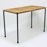 Long side table by Carl Aubock, flower bench, rattan, wicker, Austria, 1950s