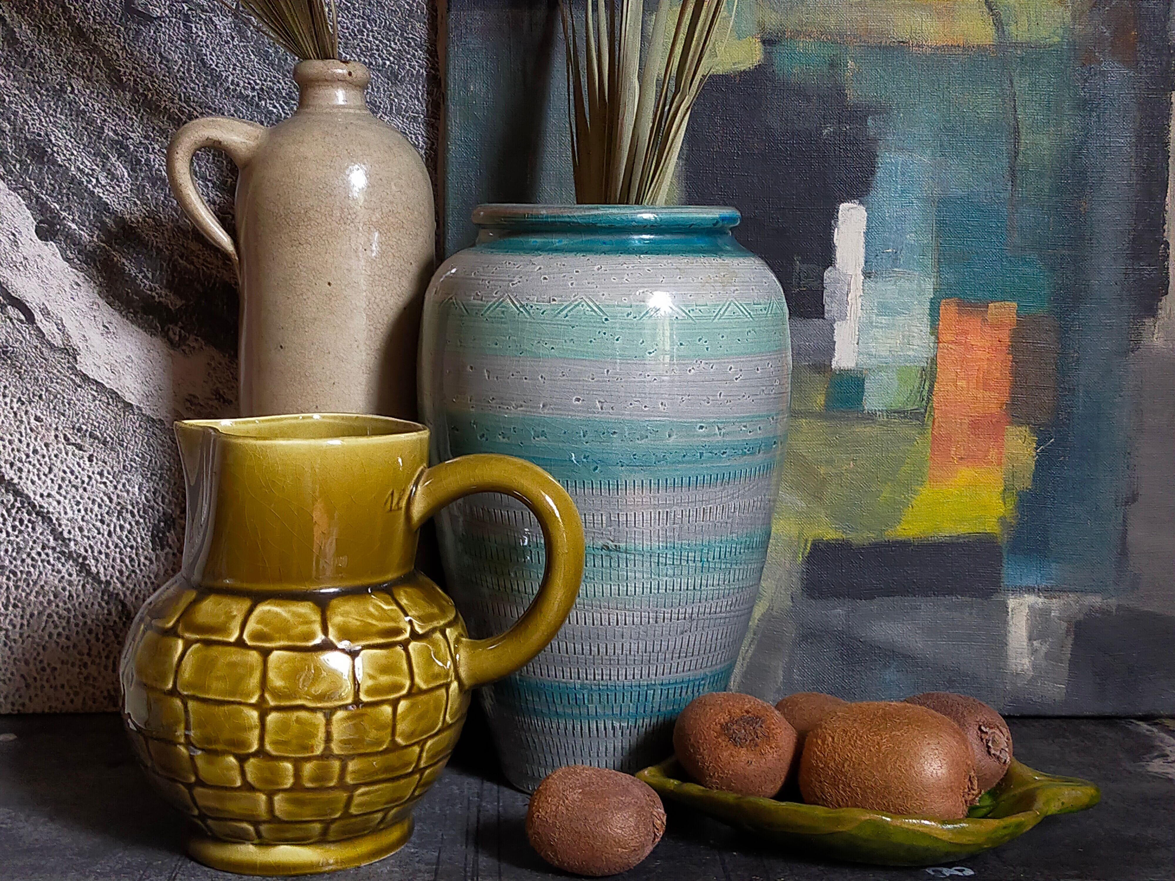 Bistro pitcher in vintage Sarreguemines earthenware