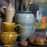 Bistro pitcher in vintage Sarreguemines earthenware