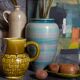 Bistro pitcher in vintage Sarreguemines earthenware