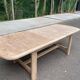Extendable dining table in solid elm, Maison Regain brutalist 70s.