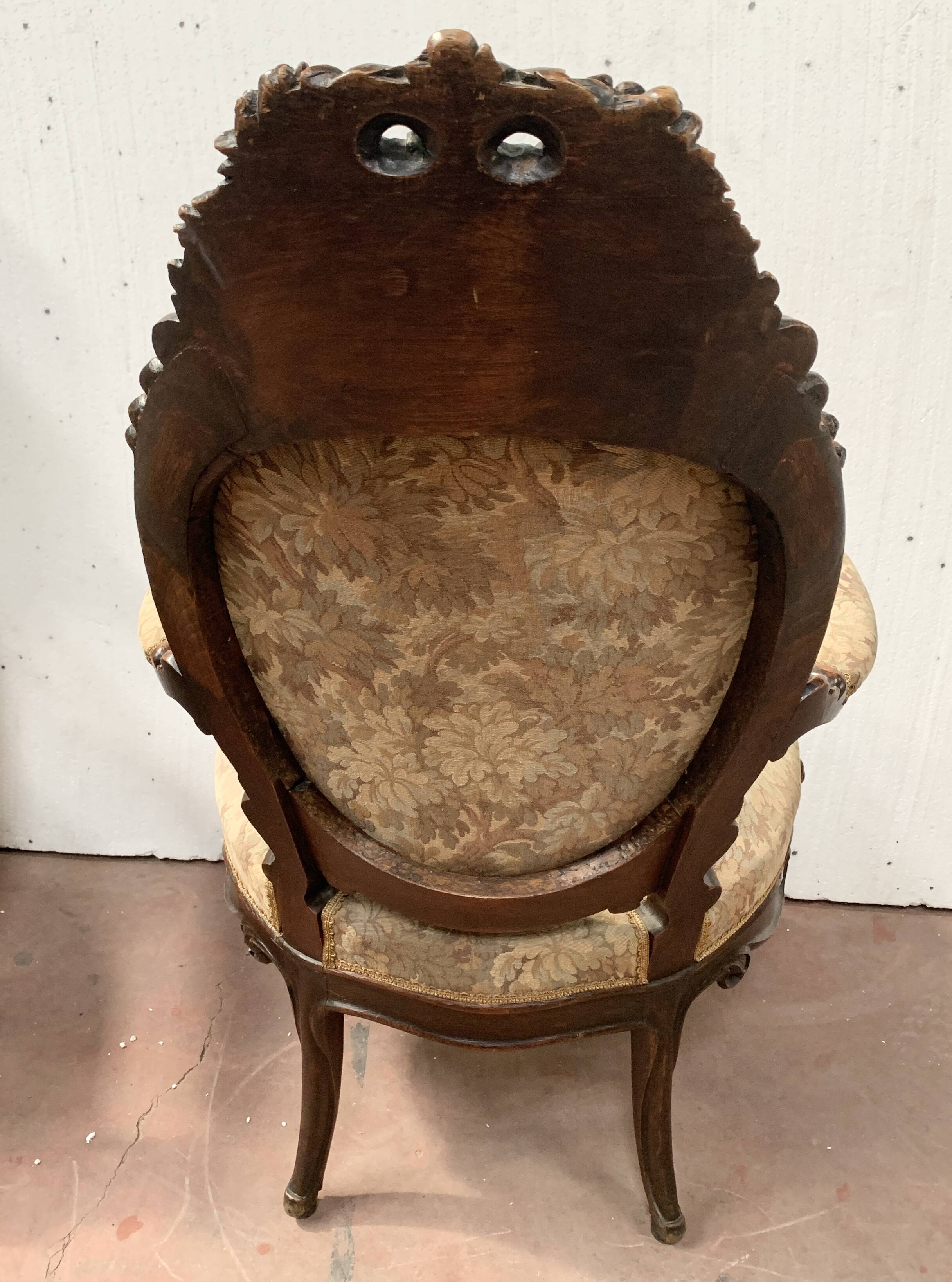 Richly carved Napoleon III ceremonial armchair