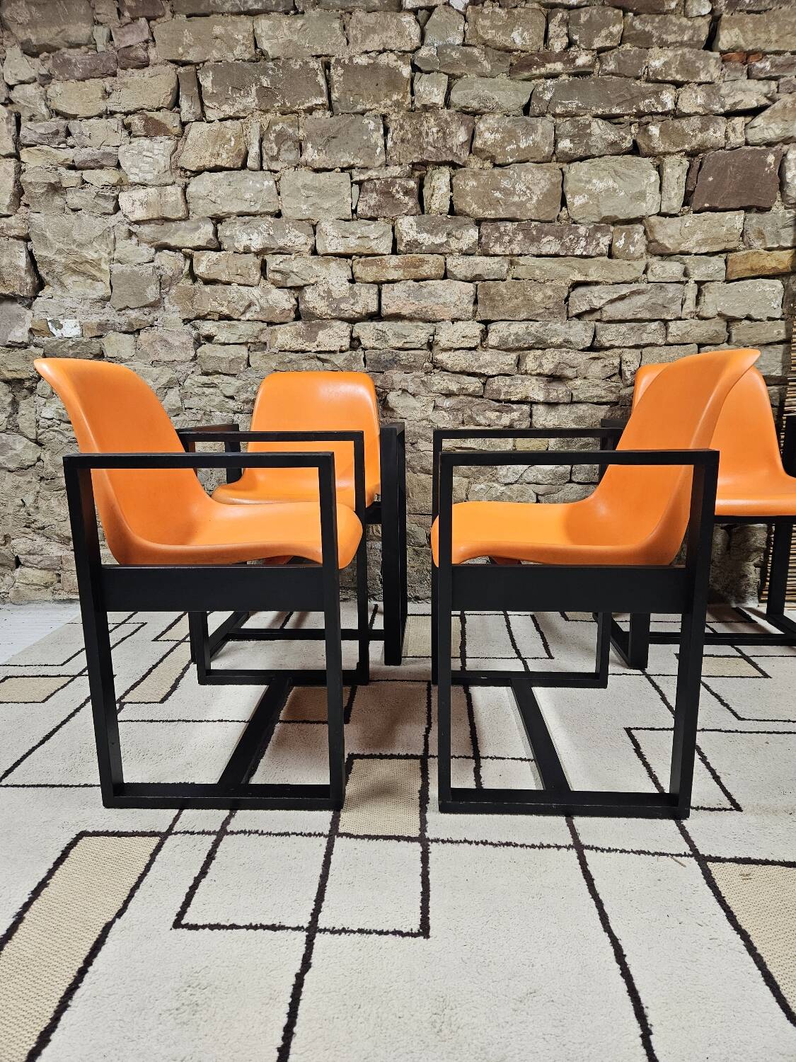 Set of 4 1970s Space Age armchairs