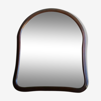 large curved wood mirror 75x94cm